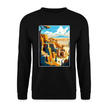 Mesa Verde National Park Colorado Travel Poster - Unisex Sweatshirt - black - Front - Alina (178cm) & Michal (187cm)