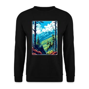 Great Smoky Mountains National Park Travel Poster - Unisex Sweatshirt - black - Front - Alina (178cm) & Michal (187cm)