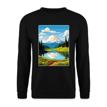 Mount Rainer Neuer Nationalpark Reiseplakat WPA - Unisex Pullover - Schwarz - Vorne - Alina (178cm) & Michal (187cm)