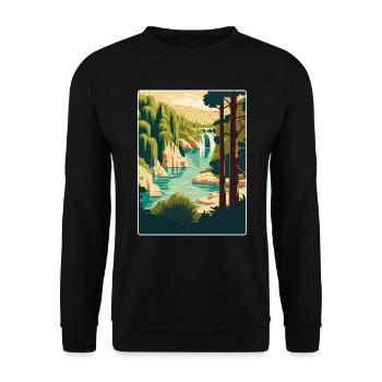 Krka Nationalpark Kroatien Zimmer Reise Poster WPA - Unisex Pullover - Schwarz - Vorne - Alina (178cm) & Michal (187cm)