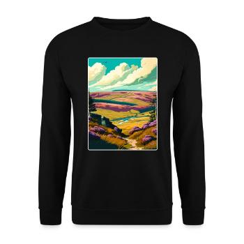 North York Moors National Park Travel Poster WPA - Unisex Sweatshirt - black - Front - Alina (178cm) & Michal (187cm)