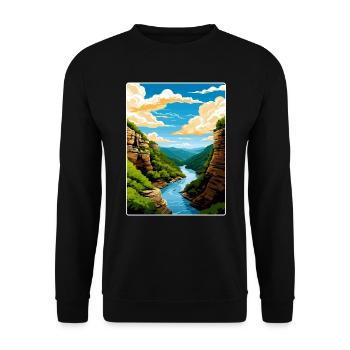 New River Gorge National Park Travel Poster WPA - Unisex Sweatshirt - black - Front - Alina (178cm) & Michal (187cm)
