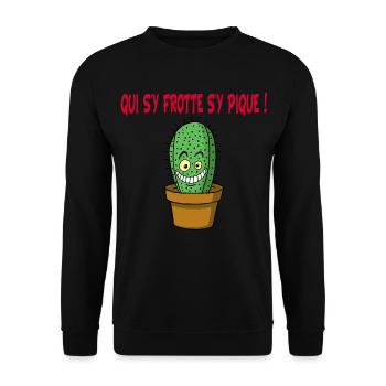 Cactus manga - Sweat-shirt Unisexe - noir - Devant - Alina (178cm) & Michal (187cm)