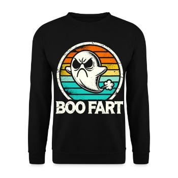 Lustiger Geist furzt – Halloween Spaß - Unisex Pullover - Schwarz - Vorne - Alina (178cm) & Michal (187cm)