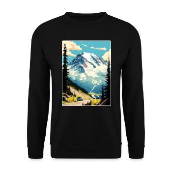 Mount Rainier Nationalpark Reiseposter Souvenir - Unisex Pullover - Schwarz - Vorne - Alina (178cm) & Michal (187cm)