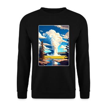 Yellowstone Nationalpark Reiseplakat Souvenir - Unisex Pullover - Schwarz - Vorne - Alina (178cm) & Michal (187cm)