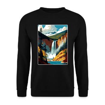 Yellowstone Nationalpark Reiseplakat Souvenir - Unisex Pullover - Schwarz - Vorne - Alina (178cm) & Michal (187cm)