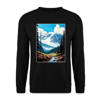 Mount Rainier Nationalpark Reiseposter Souvenir - Unisex Pullover - Schwarz - Vorne - Alina (178cm) & Michal (187cm)