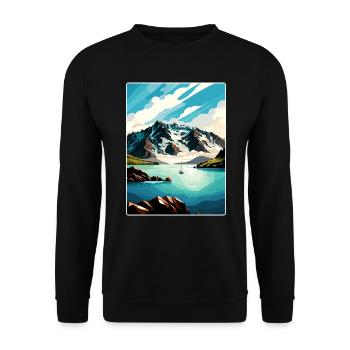Kenai Fjords Nationalpark Reiseplakat Souvenir - Unisex Pullover - Schwarz - Vorne - Alina (178cm) & Michal (187cm)