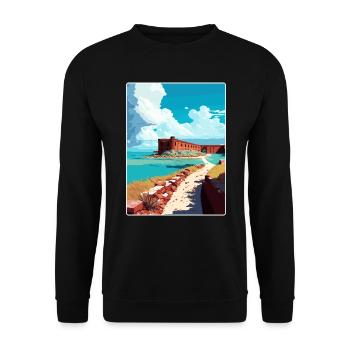 Trockener Tortugas Nationalpark Reiseposter Souvenir - Unisex Pullover - Schwarz - Vorne - Alina (178cm) & Michal (187cm)