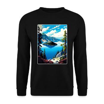 Affiche de voyage souvenir du parc national du lac Crater - Sweat-shirt Unisexe - noir - Devant - Alina (178cm) & Michal (187cm)