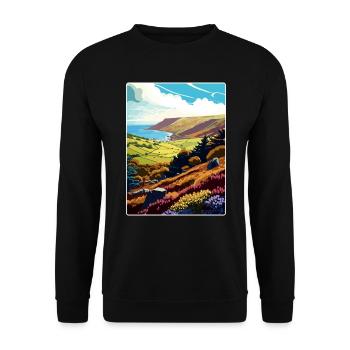 Exmoor Nationalpark Reise Poster Postkarte Farbe - Unisex Pullover - Schwarz - Vorne - Alina (178cm) & Michal (187cm)
