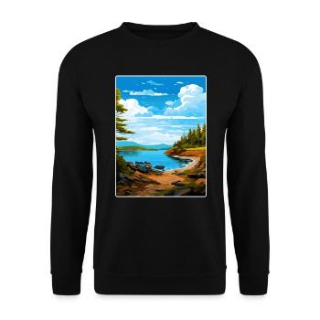 Acadia National Park Travel Poster Souvenir WPA - Unisex Sweatshirt - black - Front - Alina (178cm) & Michal (187cm)