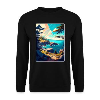Acadia National Park Travel Poster Souvenir WPA - Unisex Sweatshirt - black - Front - Alina (178cm) & Michal (187cm)