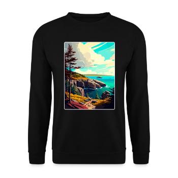 Acadia National Park Travel Poster Souvenir WPA - Unisex Sweatshirt - black - Front - Alina (178cm) & Michal (187cm)