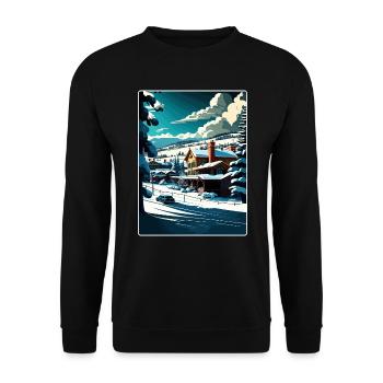 Steamboat Springs Colorado Reise Poster Souvenir - Unisex Pullover - Schwarz - Vorne - Alina (178cm) & Michal (187cm)