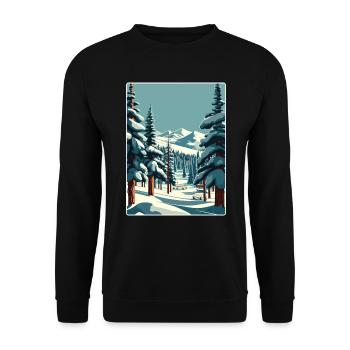 Park Ski Skifahren Reise Poster Souvenir Farbe WPA - Unisex Pullover - Schwarz - Vorne - Alina (178cm) & Michal (187cm)