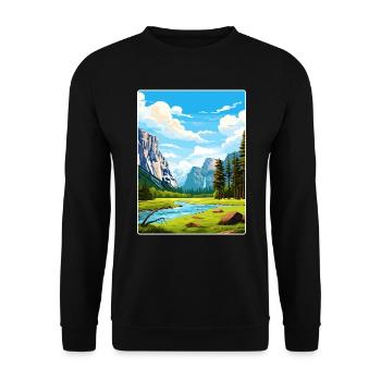 Parc national de Yosemite Affiche de voyage Souvenir WPA - Sweat-shirt Unisexe - noir - Devant - Alina (178cm) & Michal (187cm)