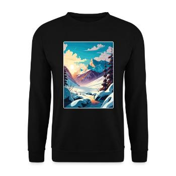 Les Arcs Skigebiet Schnee Frankreich Reiseplakat WPA - Unisex Pullover - Schwarz - Vorne - Alina (178cm) & Michal (187cm)