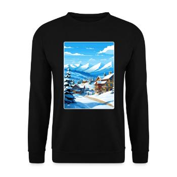 Vail Ski Resort Skifahren Reise Poster Souvenir WPA - Unisex Pullover - Schwarz - Vorne - Alina (178cm) & Michal (187cm)
