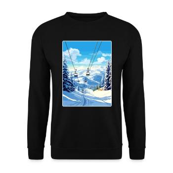 Vail Ski Resort Skifahren Reise Poster Souvenir WPA - Unisex Pullover - Schwarz - Vorne - Alina (178cm) & Michal (187cm)