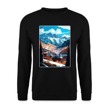 Telluride Ski Colorado Reise Poster Souvenir WPA - Unisex Pullover - Schwarz - Vorne - Alina (178cm) & Michal (187cm)
