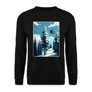 Courchevel Ski Skiing Travel Poster Souvenir WPA - Unisex Sweatshirt - black - Front - Alina (178cm) & Michal (187cm)