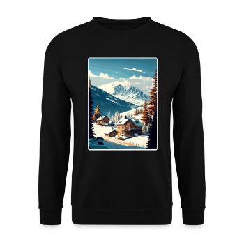 Courchevel Ski Skiing Travel Poster Souvenir WPA - Unisex Sweatshirt - black - Front - Alina (178cm) & Michal (187cm)
