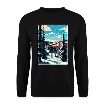 Park Ski Skifahren Reise Poster Souvenir Farbe WPA - Unisex Pullover - Schwarz - Vorne - Alina (178cm) & Michal (187cm)