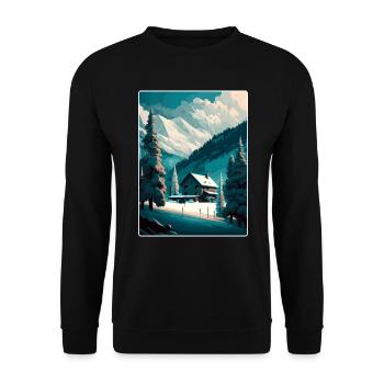 St Anton Ski Skifahren Vintage Reise Poster Souvenir - Unisex Pullover - Schwarz - Vorne - Alina (178cm) & Michal (187cm)