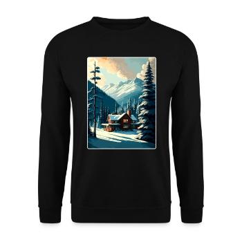 Whistler Ski Skiing Vintage Travel Poster Souvenir - Unisex Sweatshirt - black - Front - Alina (178cm) & Michal (187cm)