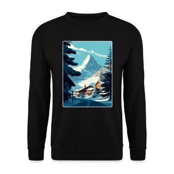 Zermatt Ski Ski Affiche de voyage Peinture souvenir WP - Sweat-shirt Unisexe - noir - Devant - Alina (178cm) & Michal (187cm)
