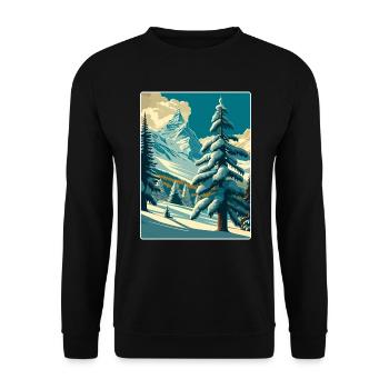 Zermatt Ski Ski Affiche de voyage Peinture souvenir WP - Sweat-shirt Unisexe - noir - Devant - Alina (178cm) & Michal (187cm)