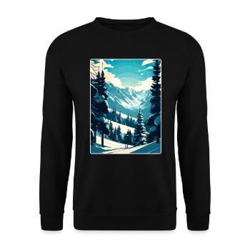 Verbier Ski Ski Voyage Affiche Peinture Souvenir WP - Sweat-shirt Unisexe - noir - Devant - Alina (178cm) & Michal (187cm)