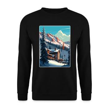 snowbird ski ski vintage voyage affiche souvenir - Sweat-shirt Unisexe - noir - Devant - Alina (178cm) & Michal (187cm)