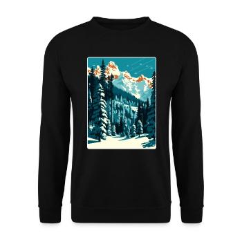 Gstaad Ski Ski Affiche de voyage suisse Souvenir WPA - Sweat-shirt Unisexe - noir - Devant - Alina (178cm) & Michal (187cm)