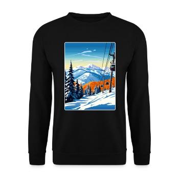 Aspen Ski Skifahren Reise Poster Souvenir Farbe WPA - Unisex Pullover - Schwarz - Vorne - Alina (178cm) & Michal (187cm)