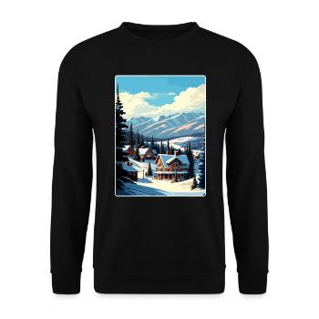 Breckenridge Ski Reise Poster Souvenir Farbe WPA - Unisex Pullover - Schwarz - Vorne - Alina (178cm) & Michal (187cm)