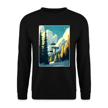 Aspen Ski Skifahren Reise Poster Souvenir Farbe WPA - Unisex Pullover - Schwarz - Vorne - Alina (178cm) & Michal (187cm)