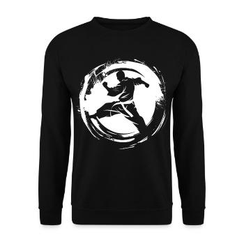 Karateka Skizze - Unisex Pullover - Schwarz - Vorne - Alina (178cm) & Michal (187cm)