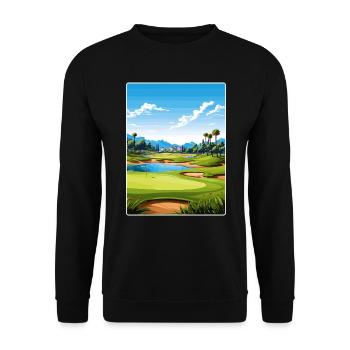Riviera Country Club Golf Travel Poster Souvenir - Unisex Sweatshirt - black - Front - Alina (178cm) & Michal (187cm)