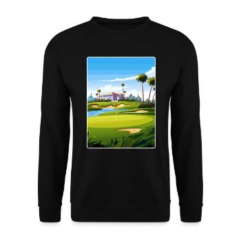 Riviera Country Club Golf Travel Poster Souvenir - Unisex Sweatshirt - black - Front - Alina (178cm) & Michal (187cm)