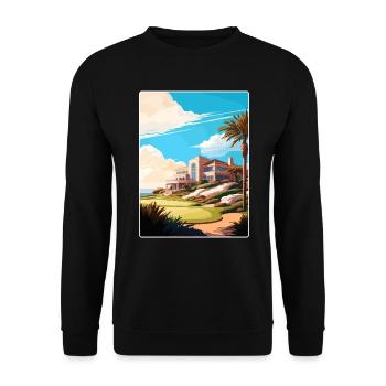 Riviera Country Club Golf Travel Poster Souvenir - Unisex Sweatshirt - black - Front - Alina (178cm) & Michal (187cm)