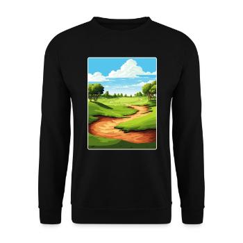 Bethpage Black Golf Club Travel Poster Souvenir - Unisex Sweatshirt - black - Front - Alina (178cm) & Michal (187cm)
