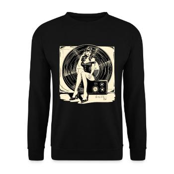 Disque vinyle musique femme cadeau - Sweat-shirt Unisexe - noir - Devant - Alina (178cm) & Michal (187cm)