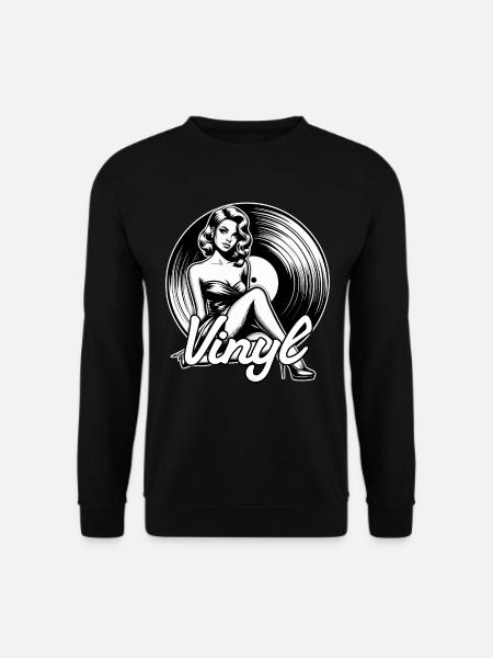 Vinyl Record Muziek Vrouw Cadeau - Uniseks sweater - zwart