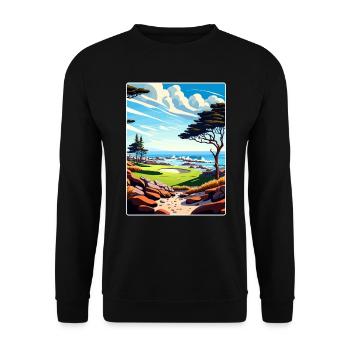 Pebble Beach Golf Links Travel Poster Souvenir WPA - Unisex Sweatshirt - black - Front - Alina (178cm) & Michal (187cm)