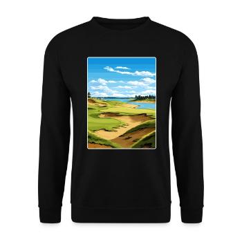 Chambers Bay Golf Club Travel Poster Souvenir WPA - Unisex Sweatshirt - black - Front - Alina (178cm) & Michal (187cm)
