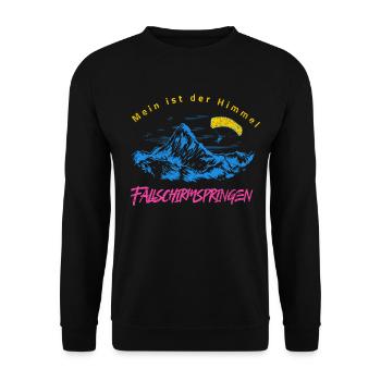 Mein Reich ist der Himmel – Fallschirmspringen - Unisex Pullover - Schwarz - Vorne - Alina (178cm) & Michal (187cm)