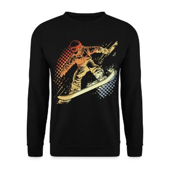 Snowboarder Graphic Retro - Unisex Sweatshirt - black - Front - Alina (178cm) & Michal (187cm)